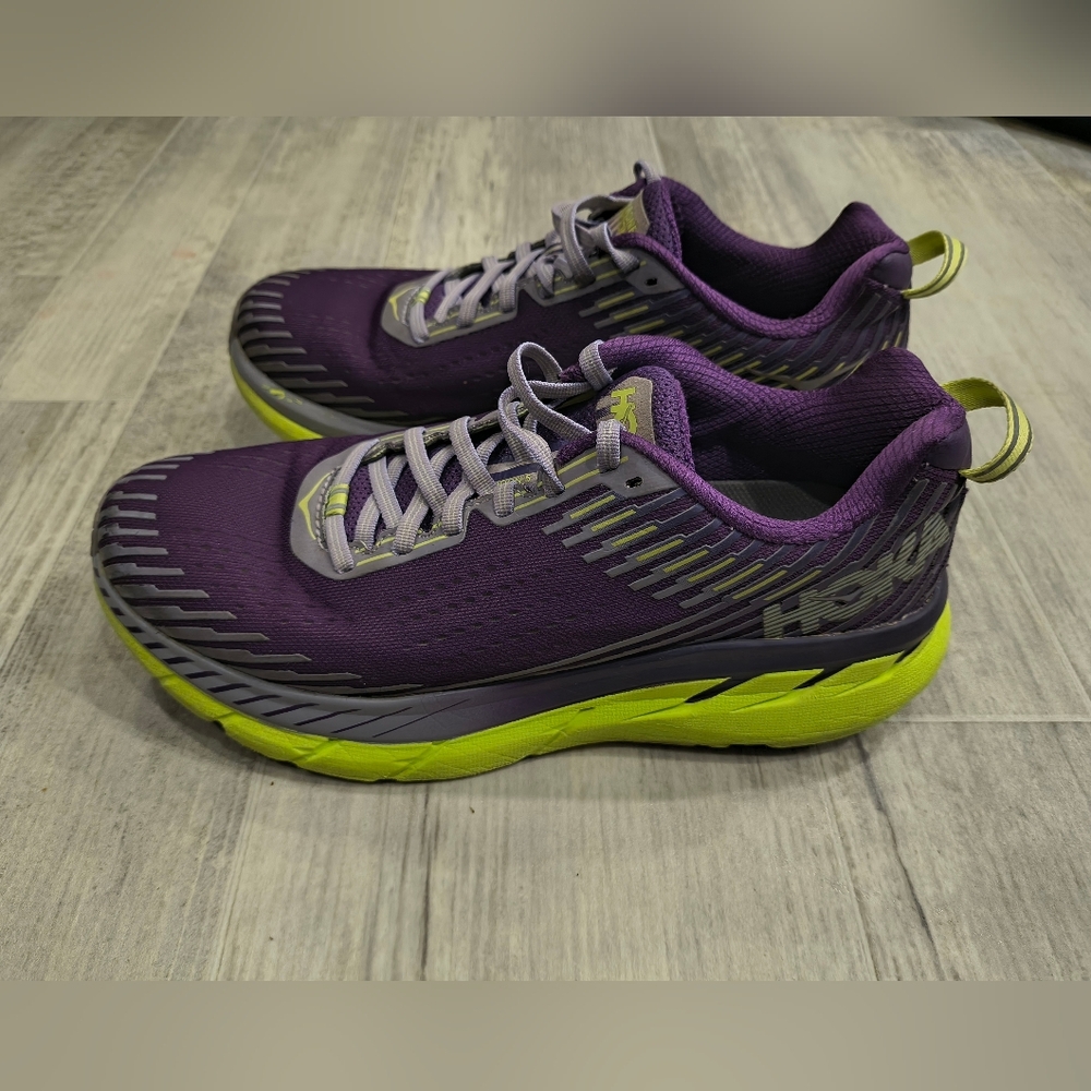 HOKA Women's Purple and Yellow Running Shoes